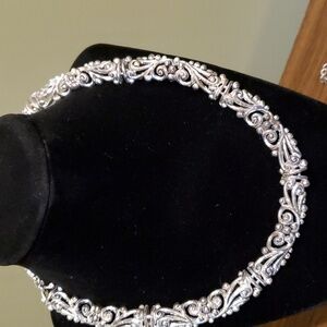 Three Silver Tone Chunky Costume Statement Necklaces Jewelry